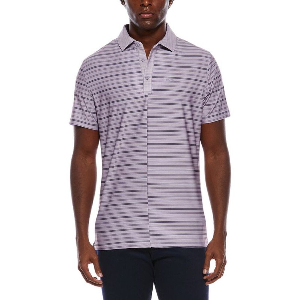 Ben Sherman Mens Stripe Colorblock Tech Polo Shirt, Purple